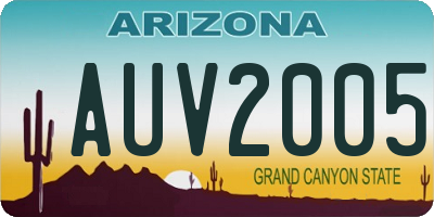 AZ license plate AUV2005