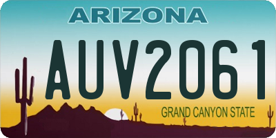 AZ license plate AUV2061