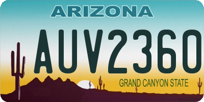 AZ license plate AUV2360