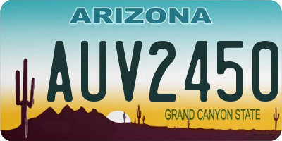 AZ license plate AUV2450