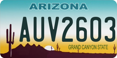 AZ license plate AUV2603