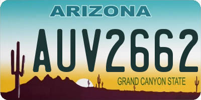 AZ license plate AUV2662