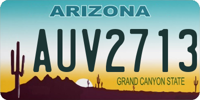 AZ license plate AUV2713