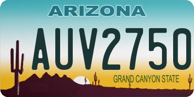 AZ license plate AUV2750