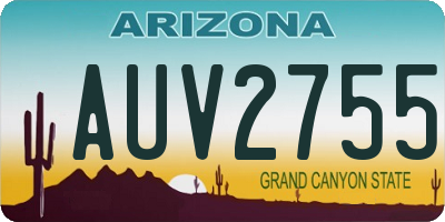 AZ license plate AUV2755