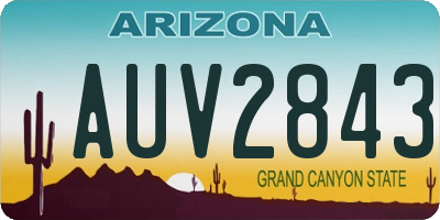 AZ license plate AUV2843
