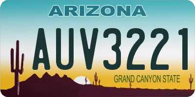 AZ license plate AUV3221