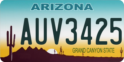 AZ license plate AUV3425