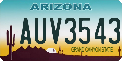 AZ license plate AUV3543