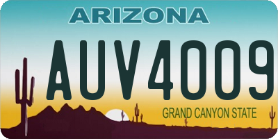 AZ license plate AUV4009