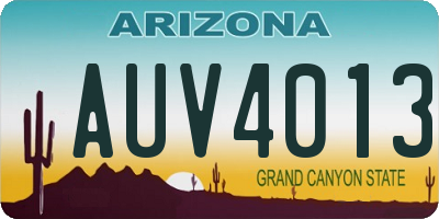 AZ license plate AUV4013