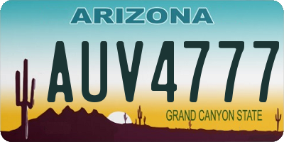 AZ license plate AUV4777