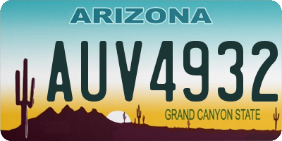 AZ license plate AUV4932