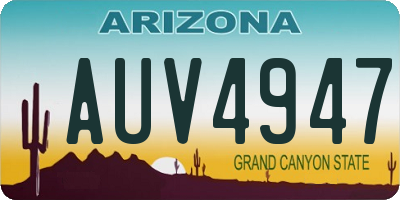 AZ license plate AUV4947