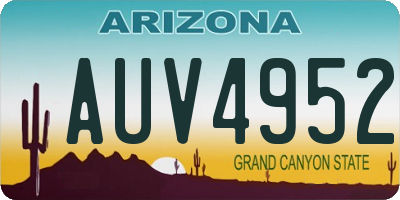 AZ license plate AUV4952
