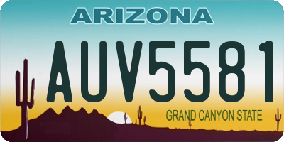 AZ license plate AUV5581
