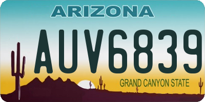 AZ license plate AUV6839