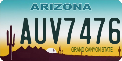 AZ license plate AUV7476