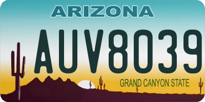 AZ license plate AUV8039