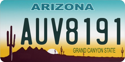 AZ license plate AUV8191