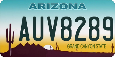 AZ license plate AUV8289