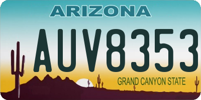 AZ license plate AUV8353