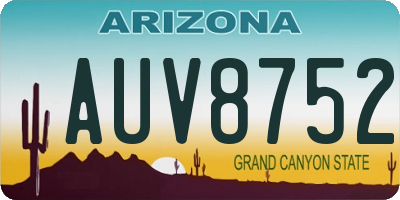 AZ license plate AUV8752
