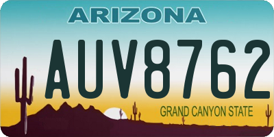 AZ license plate AUV8762