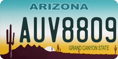 AZ license plate AUV8809