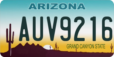 AZ license plate AUV9216