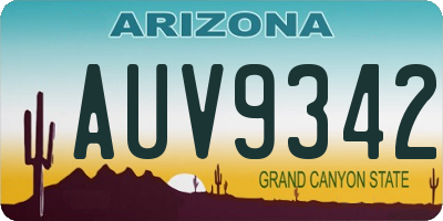 AZ license plate AUV9342