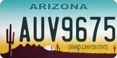 AZ license plate AUV9675