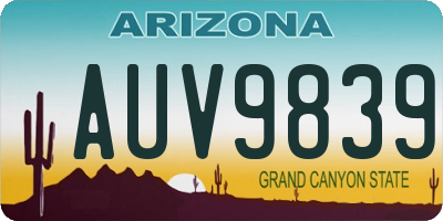 AZ license plate AUV9839