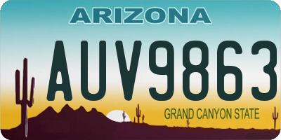 AZ license plate AUV9863