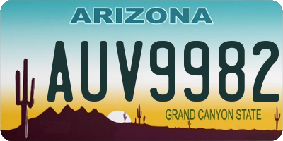 AZ license plate AUV9982