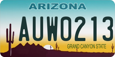 AZ license plate AUW0213