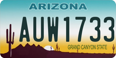 AZ license plate AUW1733