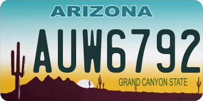 AZ license plate AUW6792