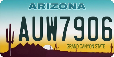 AZ license plate AUW7906