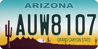 AZ license plate AUW8107