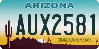 AZ license plate AUX2581
