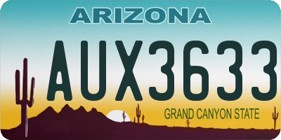 AZ license plate AUX3633