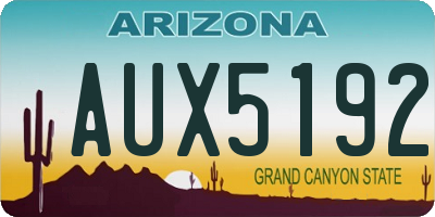 AZ license plate AUX5192