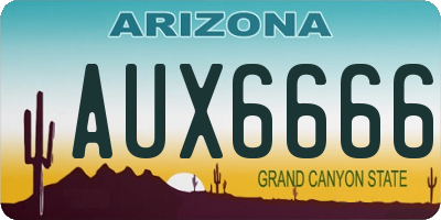 AZ license plate AUX6666