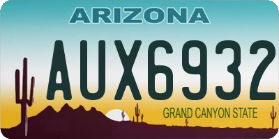 AZ license plate AUX6932