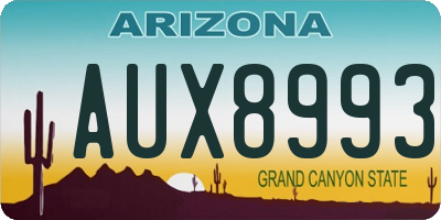 AZ license plate AUX8993