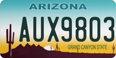 AZ license plate AUX9803