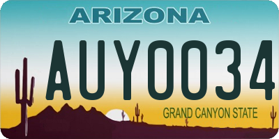 AZ license plate AUY0034