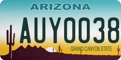 AZ license plate AUY0038