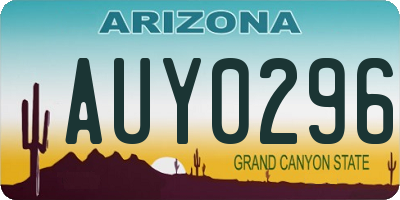 AZ license plate AUY0296